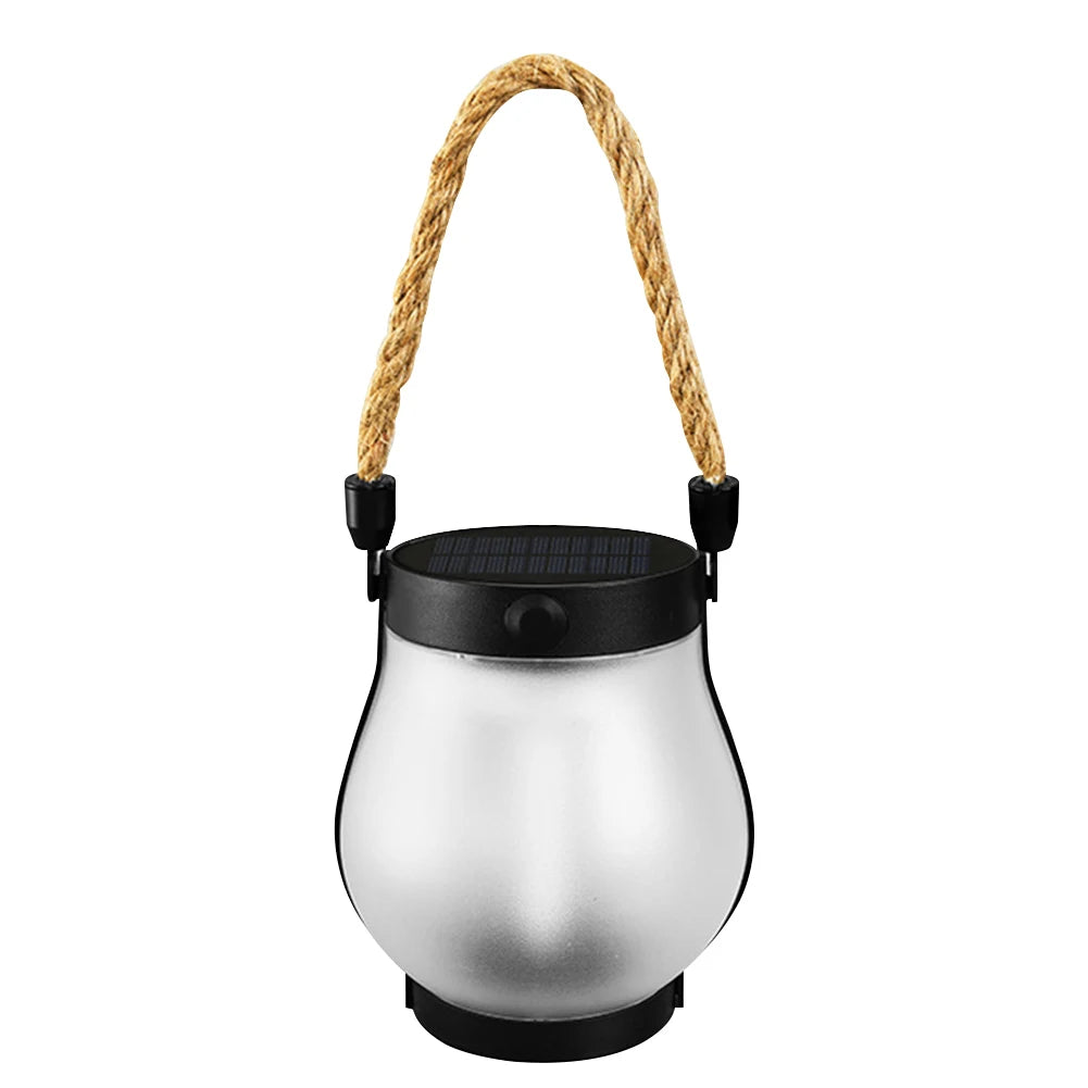 Solar Flame Light Garden Lantern Rechargeable Camping Lamp with Rope Camp Lamp for Outdoor Garden Yard
