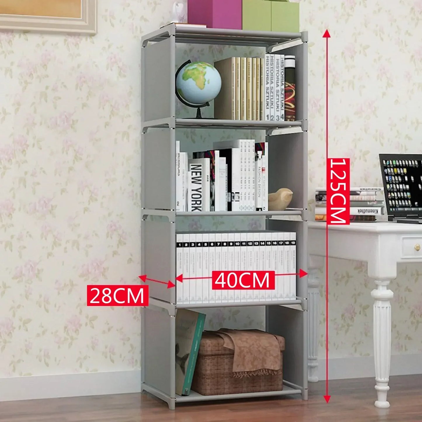 General Use 4-Tier Bookcase Display Shelf for Home Storage