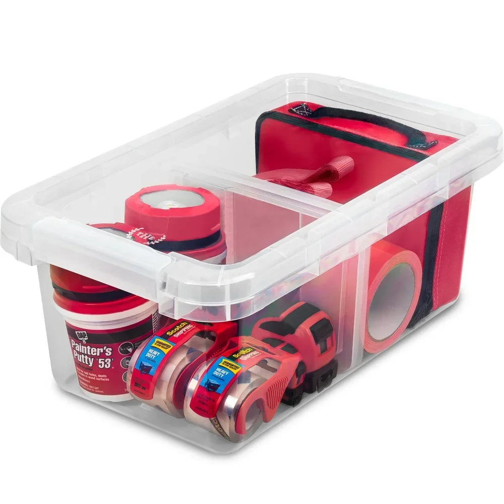 Hign Concerned Clear Storage Bin With Adjustable Divider