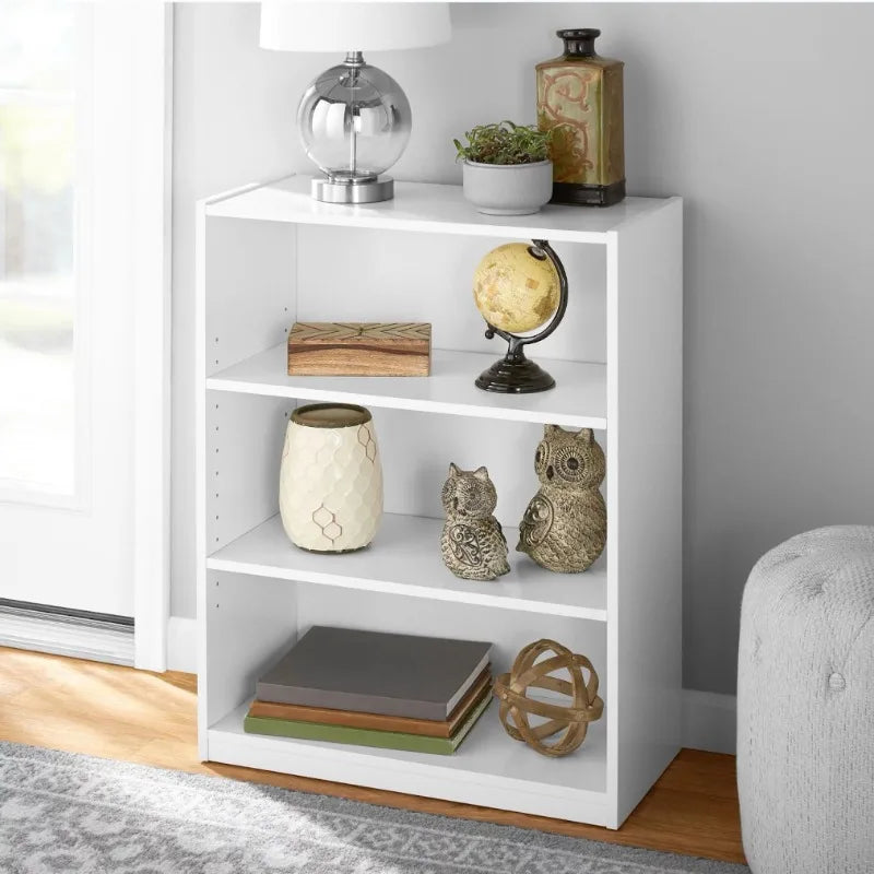3-Shelf Solid Wood Bookcase With Adjustable Shelves