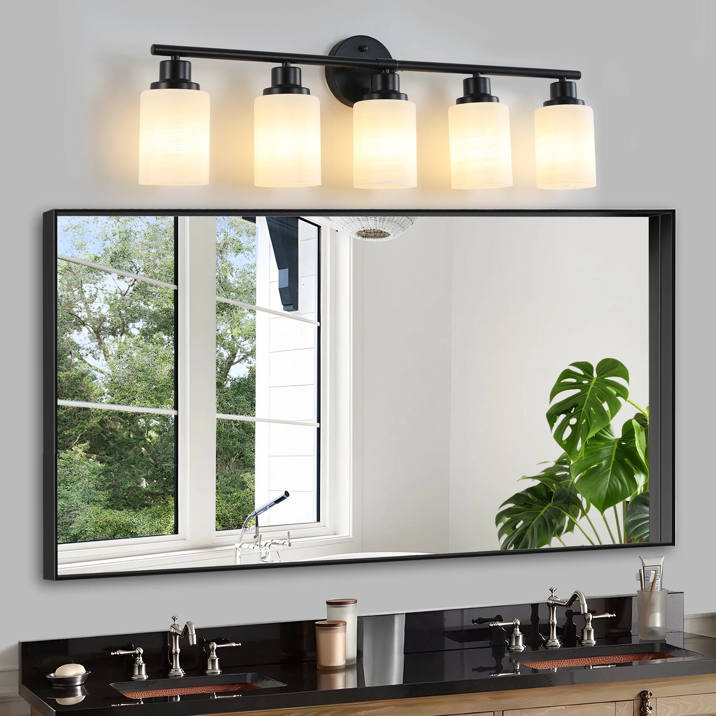 Modern Vanity Mirror Light Fixture With Black Iron Frame