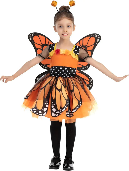 Joyfy Butterfly Costume for Girls With Wings Headband