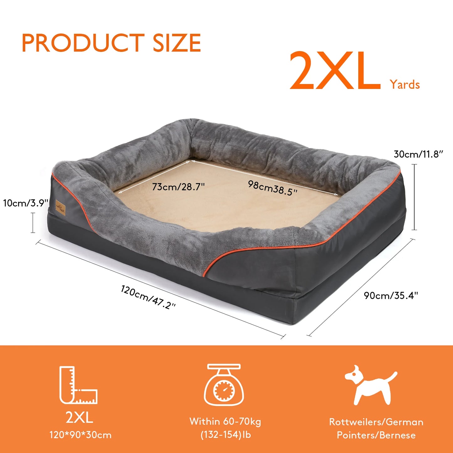 BINGOPAWCN Large Dog Bed Cozy Fleece Washable Waterproof