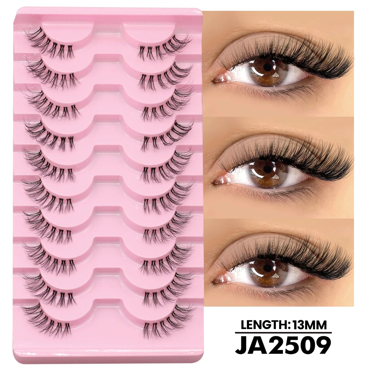 Two Boxs Half Eyelashes Natural Fluffy Cat Eye Lashes Soft Wispy Faux Mink Lashes Winged End Eye Elongated Eyelashes