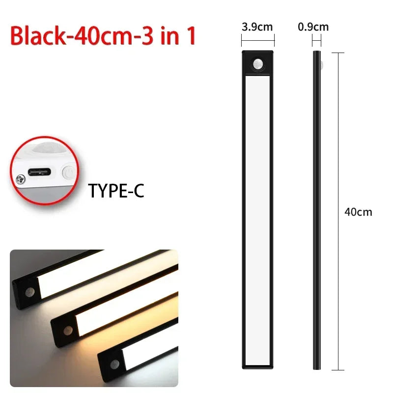LED Motion Sensor Night Light USB Cabinet Wardrobe Lamp