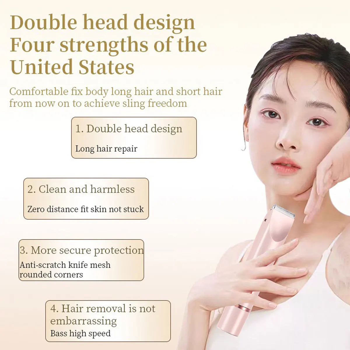 Dual Head Rechargeable Epilator For Women Wet And Dry Use