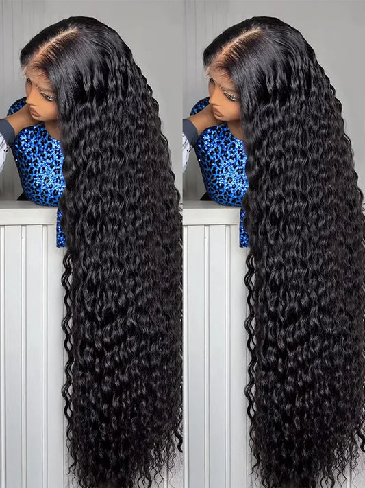 AMYTUD Deep Wave Water Curly Lace Frontal Wig Glueless