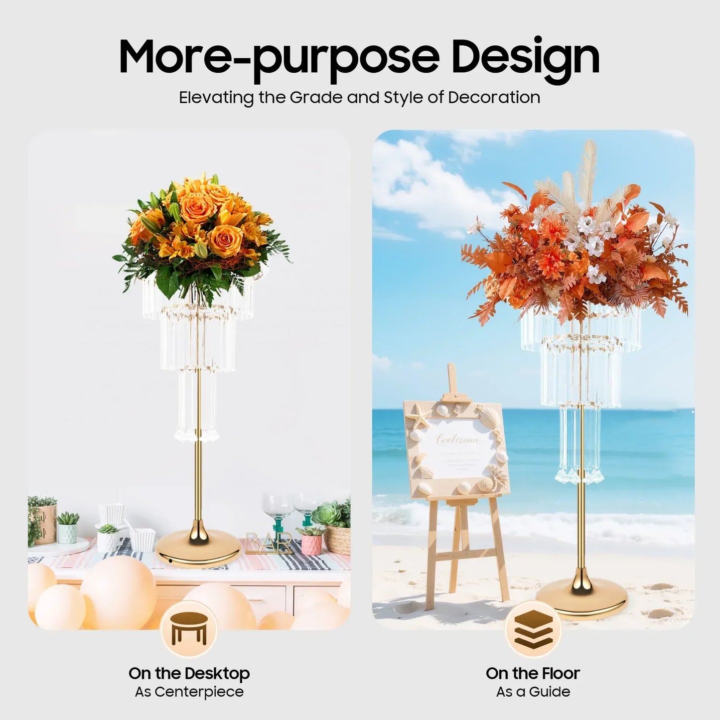 High Concerned Crystal Flower Stand Four Tier Wedding Vase