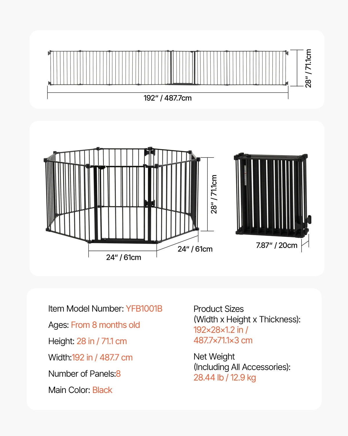 SucceBuy Baby Gate Walk Through Pressure Mount for Dogs