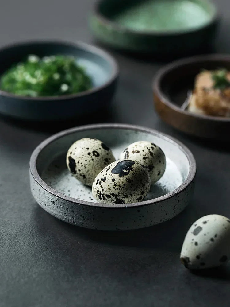 Retro Ceramic Round Sauce Dish Dipping Plate For Soy Sauce