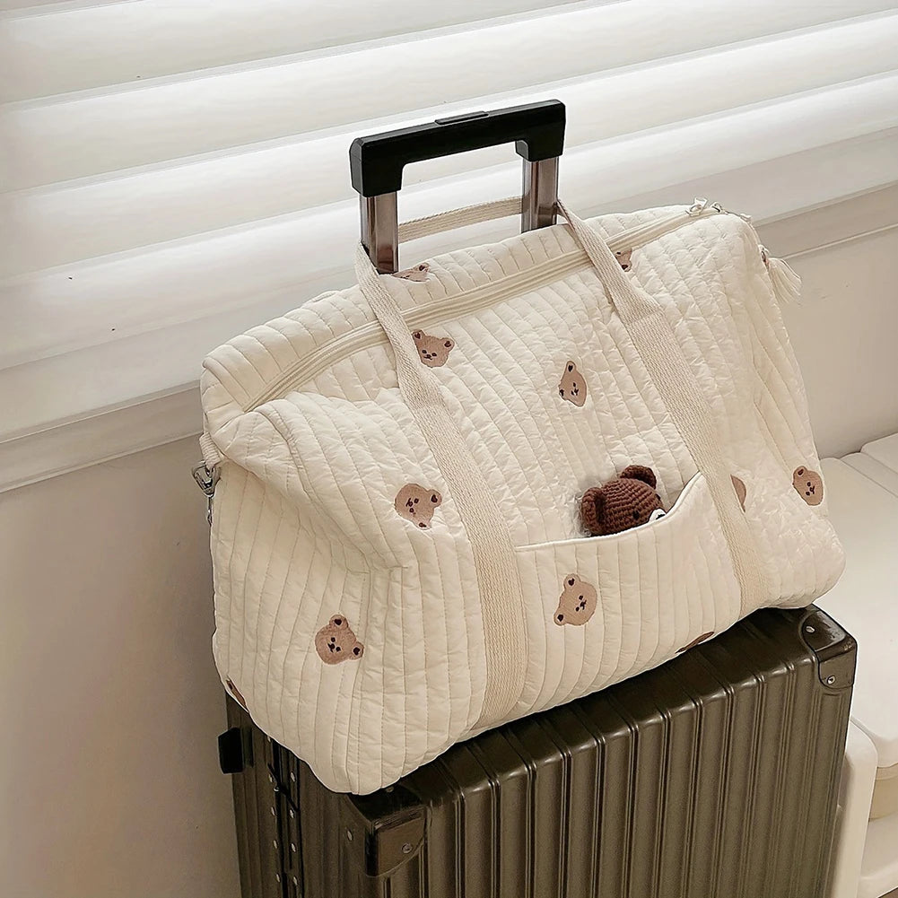 Closure Baby Diaper Bag Embroidered Nappy Organizer Cartoon Messenger Tote