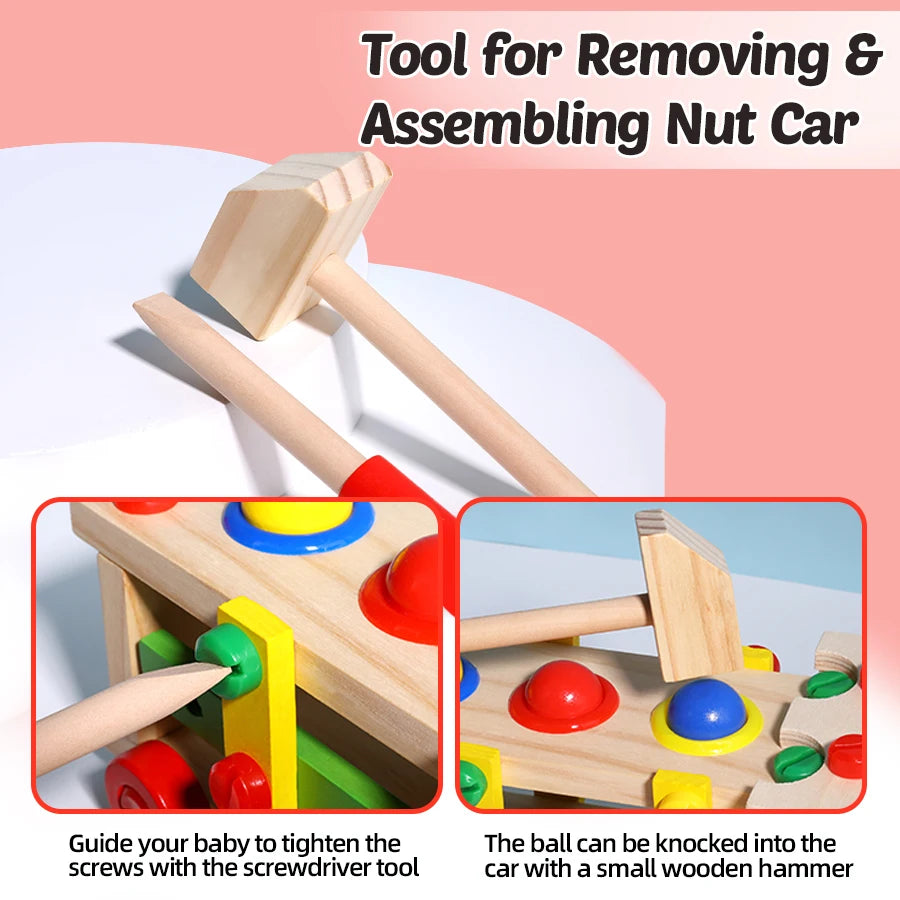 Edutree Wooden Screw Car Toys Montessori Tools Set Kit