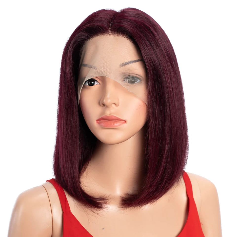 Remy Bob Lace Front Wig Straight Human Hair Lightweight