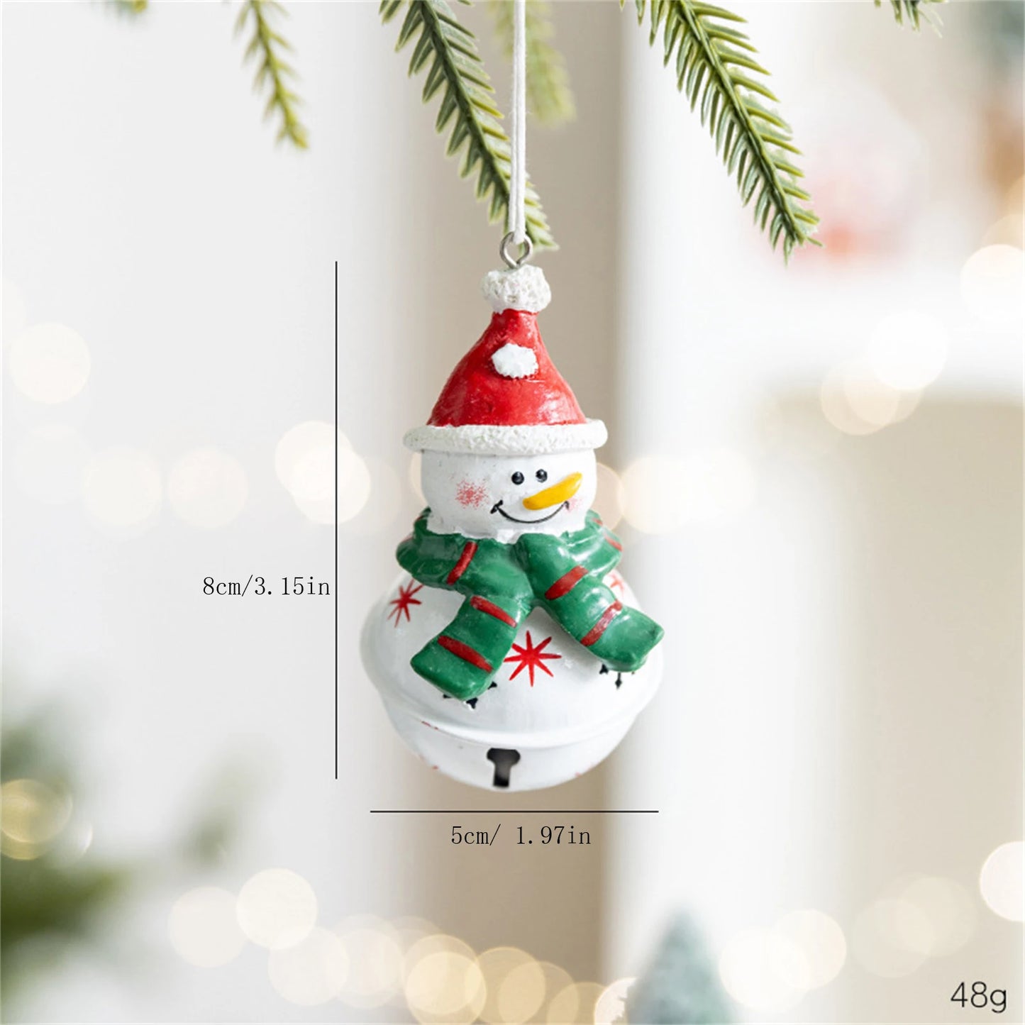 HandcraftedMetal Christmas Bell Pendant Snowman Ornament For Festive Evergreen Decoration