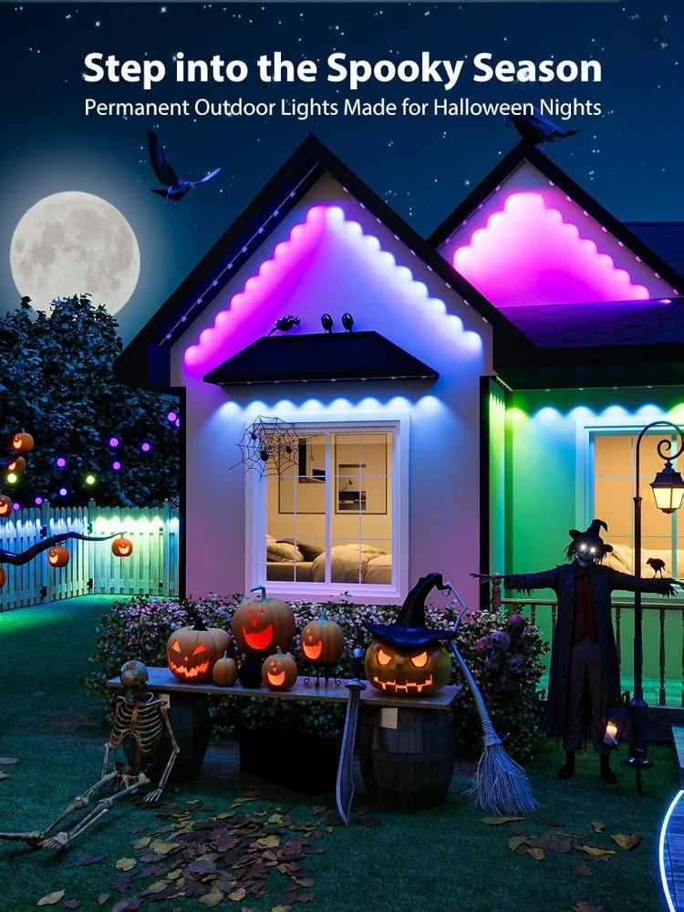 Permanent Outdoor Lights, Smart RGB LED Lights for House IP67 Waterproof for Christmas Holiday Party Halloween Decorations