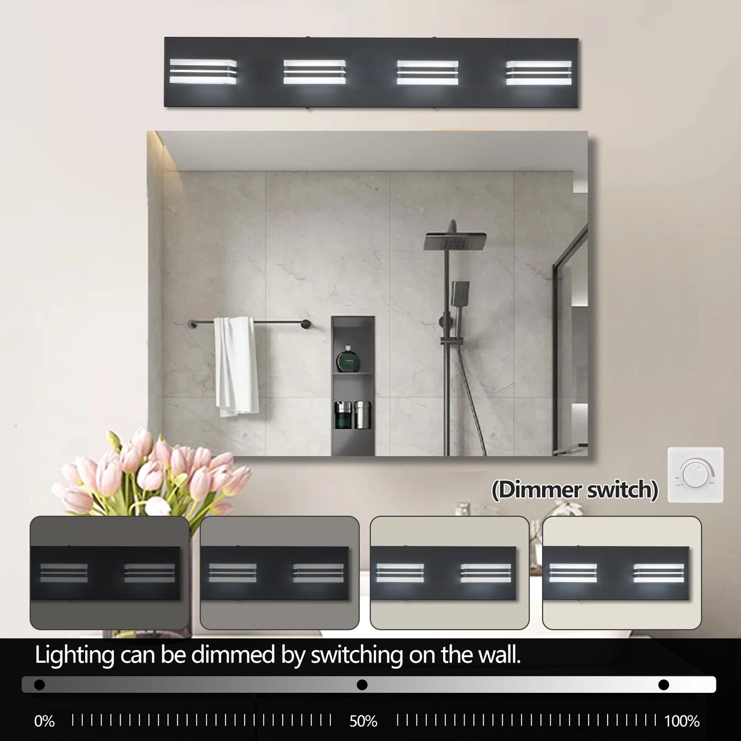 ARLGSITE LED Vanity Lights 4 Light Bathroom Over Mirror