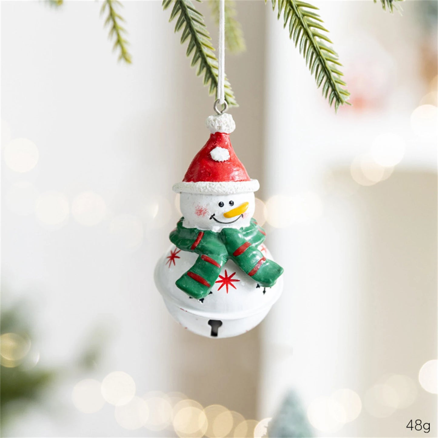 HandcraftedMetal Christmas Bell Pendant Snowman Ornament For Festive Evergreen Decoration