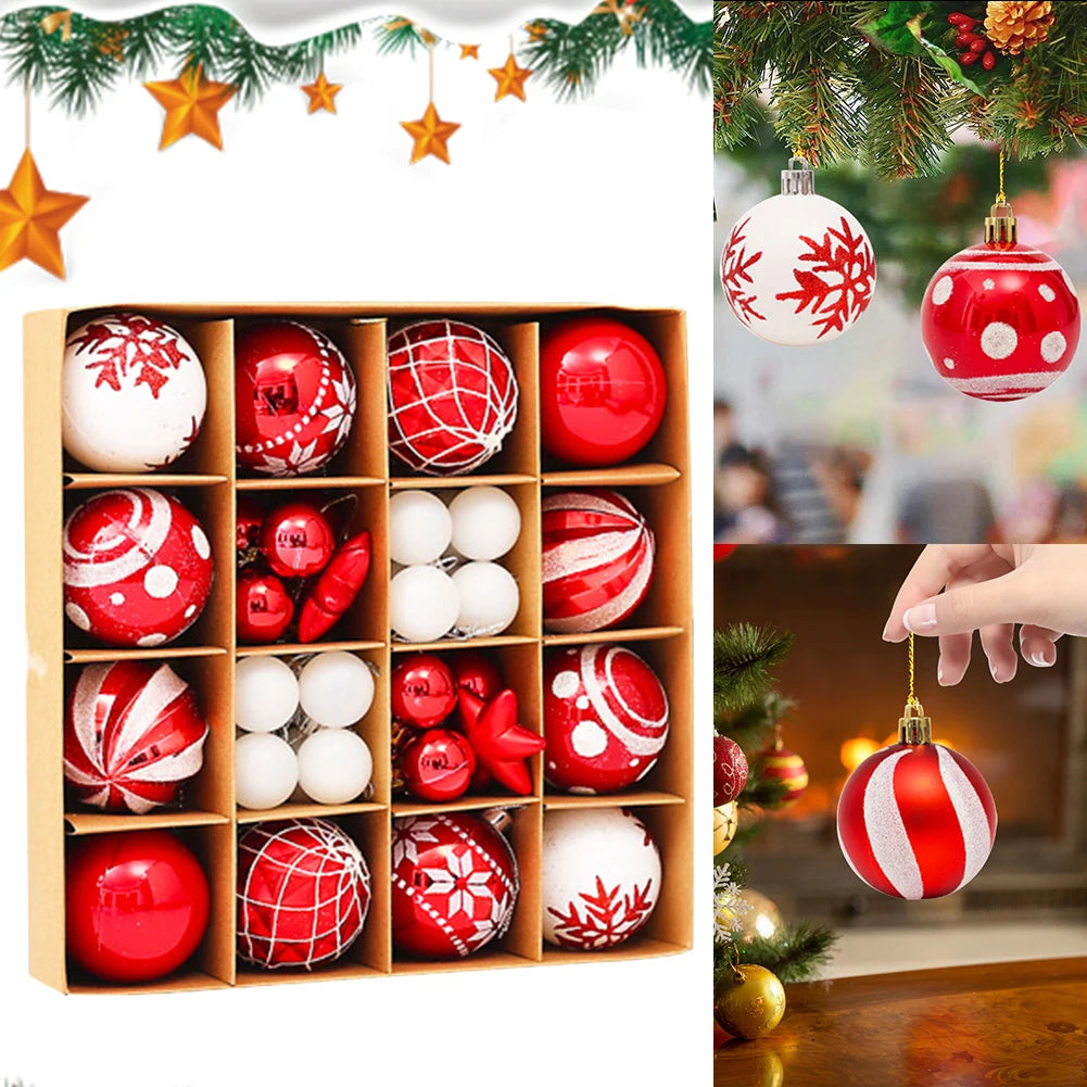 42 Pcs Christmas Ball Ornaments Plastic Xmas Tree Decorations For Holiday Decor Seasonal Display