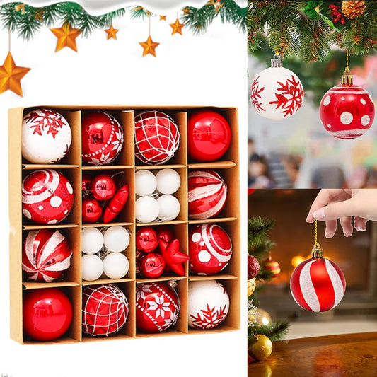 42 Pcs Christmas Ball Ornaments Plastic Xmas Tree Decorations For Holiday Decor Seasonal Display