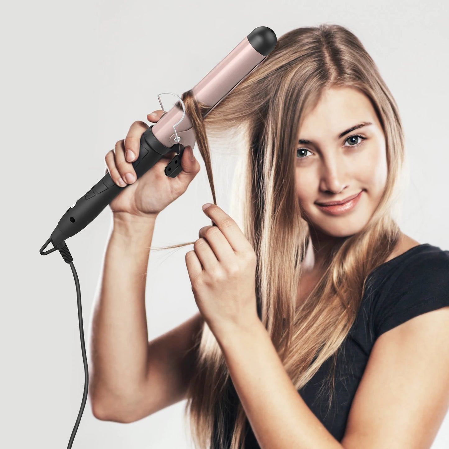 Hair Curling Iron Hair Curler Temperature Adjustable LCD Temp Display Hair Styling Tool Anti-scald Auto Shut-Off