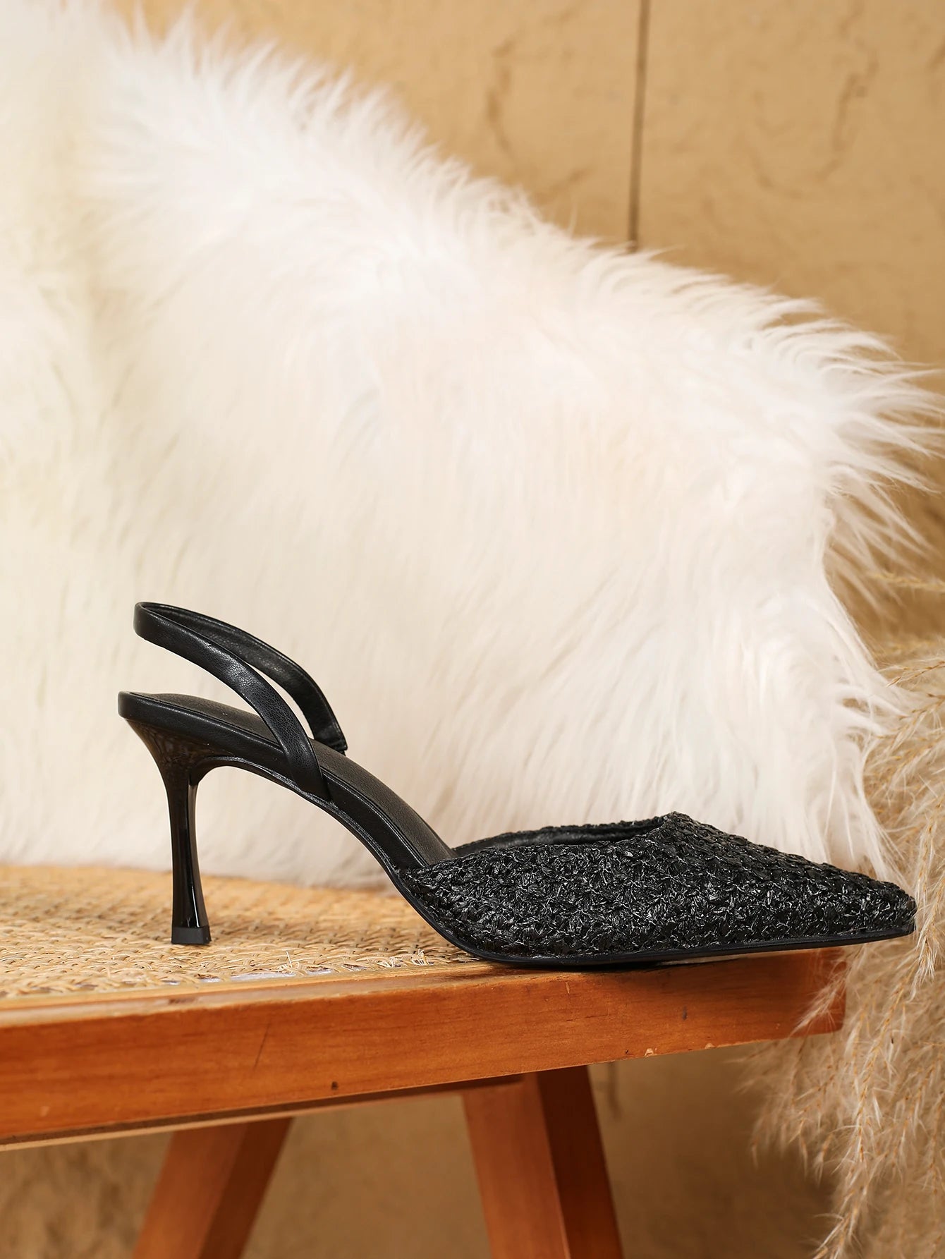 Women Pointed Toe Pumps Shoes 3.2inch High Heel Slip On Rhinestone Glitter Heels Comfy Heels for Party Working Dressy