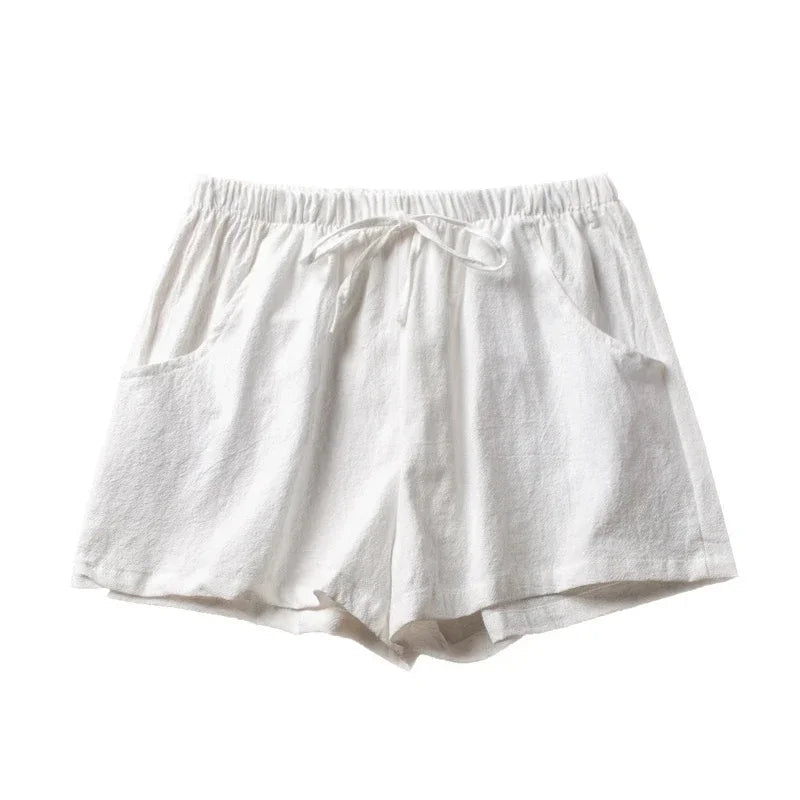 Milatwins Cotton Linen High Waist Women's Casual Shorts