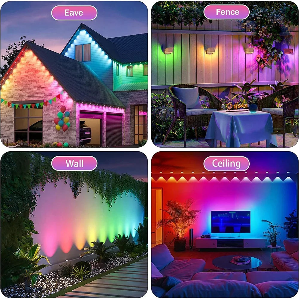 SZREBOW Permanent Outdoor RGBIC Eaves LED String Lights