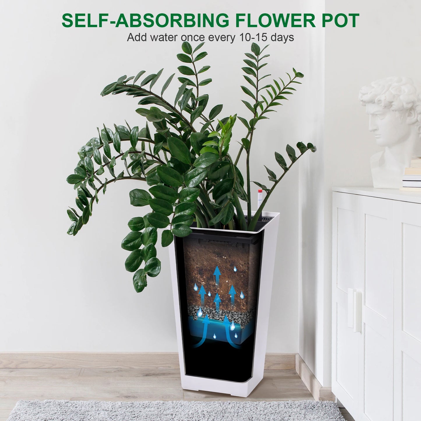 TWISTER.CK Planter Set With Shelf Insert For Indoor And Outdoor Garden Pots Durable Resin