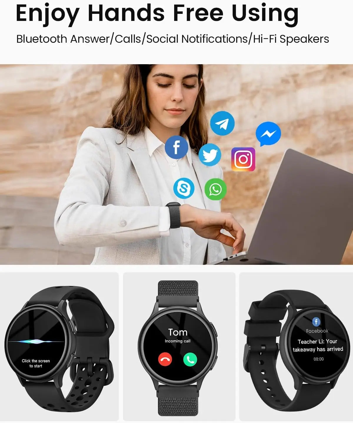 Anyloop Womens Smartwatch Fitness Tracker With 400 Faces