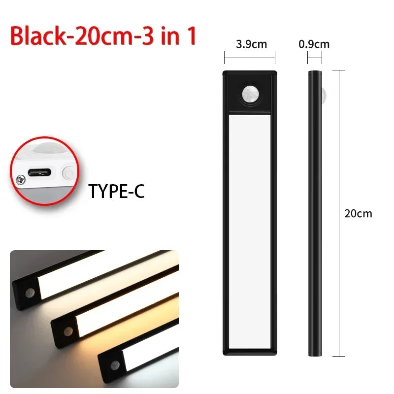 LED Motion Sensor Night Light USB Cabinet Wardrobe Lamp