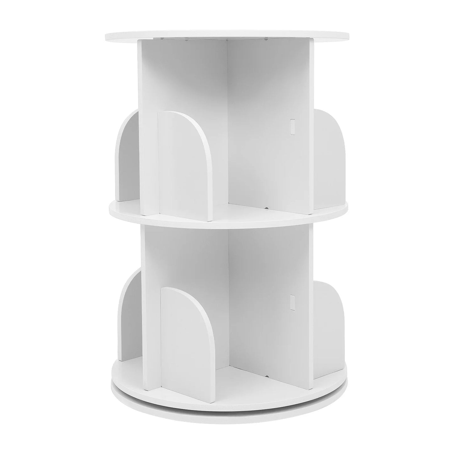 Bymaocar 360 Degree Two-Layer Rotating Bookshelf Freestanding Organizer