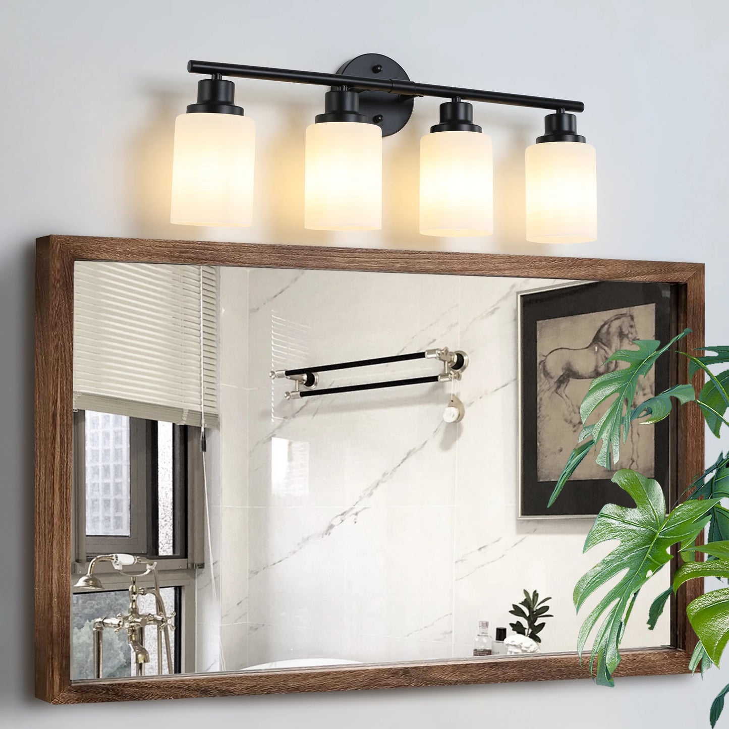 Modern Vanity Mirror Light Fixture With Black Iron Frame