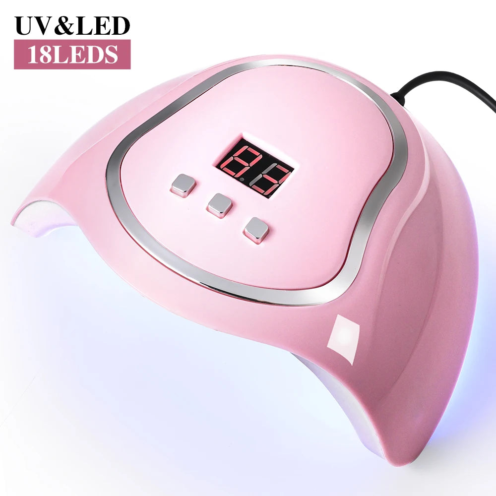 UV/LED Nail Lamp with 18 LEDS Quick Drying Professional Nails Light Have LCD Display for Gel Polish Manicure Salon/Home Tools