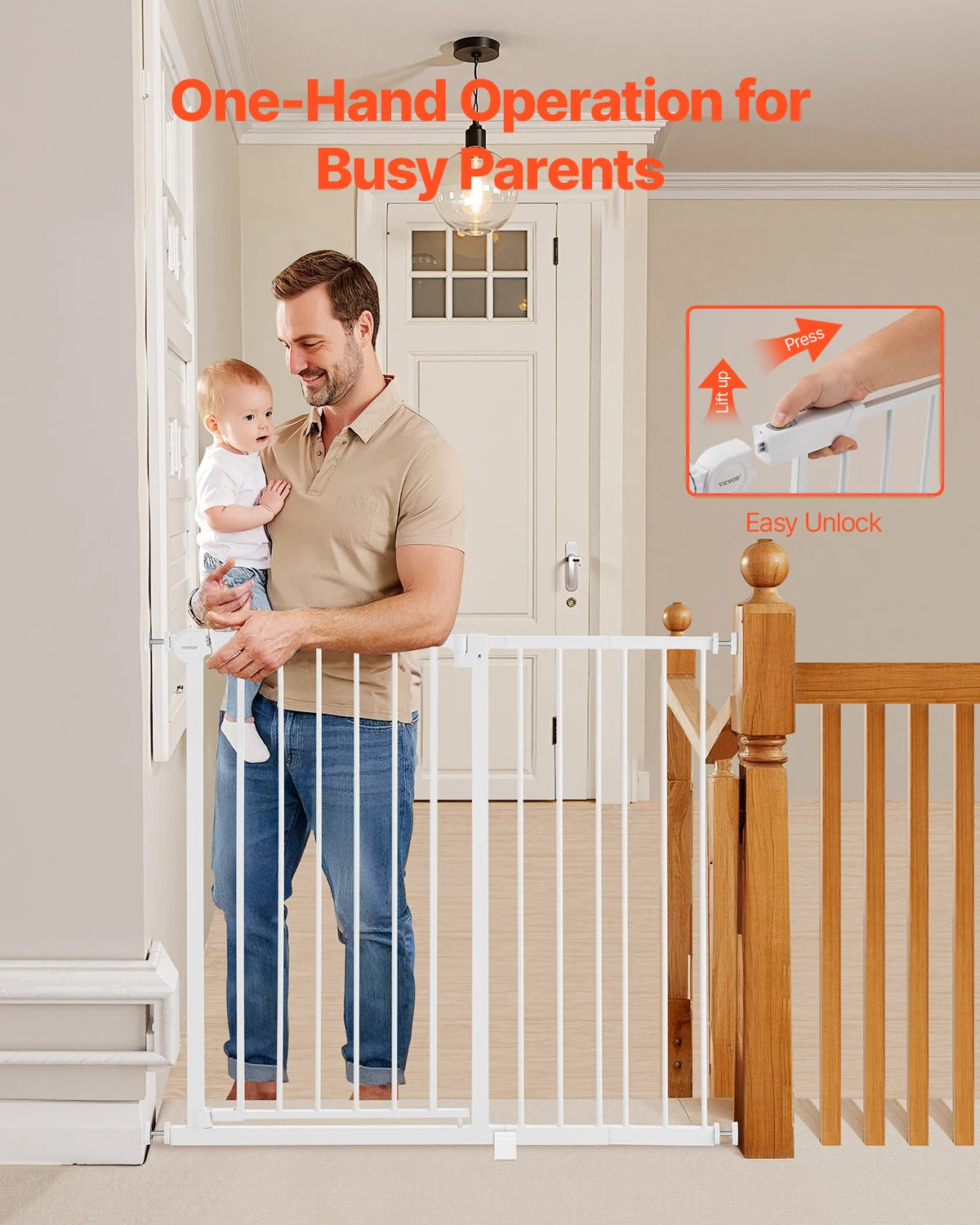 SucceBuy Baby Gate Walk Through Pressure Mount for Dogs