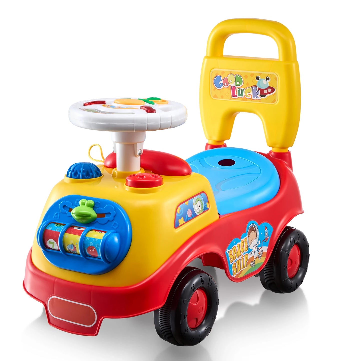 SucceBuy Toddler Ride On Push Car Sit To Stand With Music