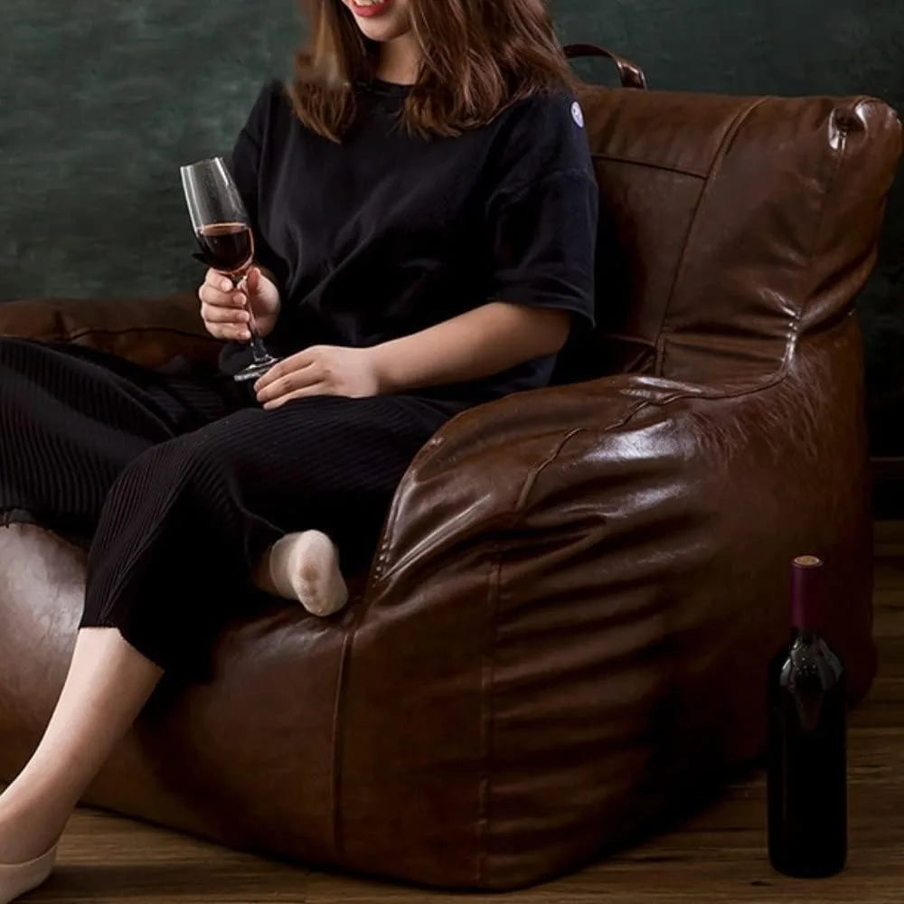 ZHUOTING Faux Leather Bean Bag Chair for Living Room