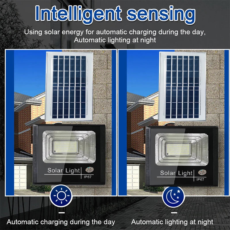 2PCS Solar Flood Light Outdoor Remote Bright White Floodlights Waterproof Solar Power Security Light Auto On/Off Dusk to Dawn
