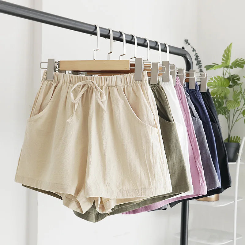Milatwins Cotton Linen High Waist Women's Casual Shorts