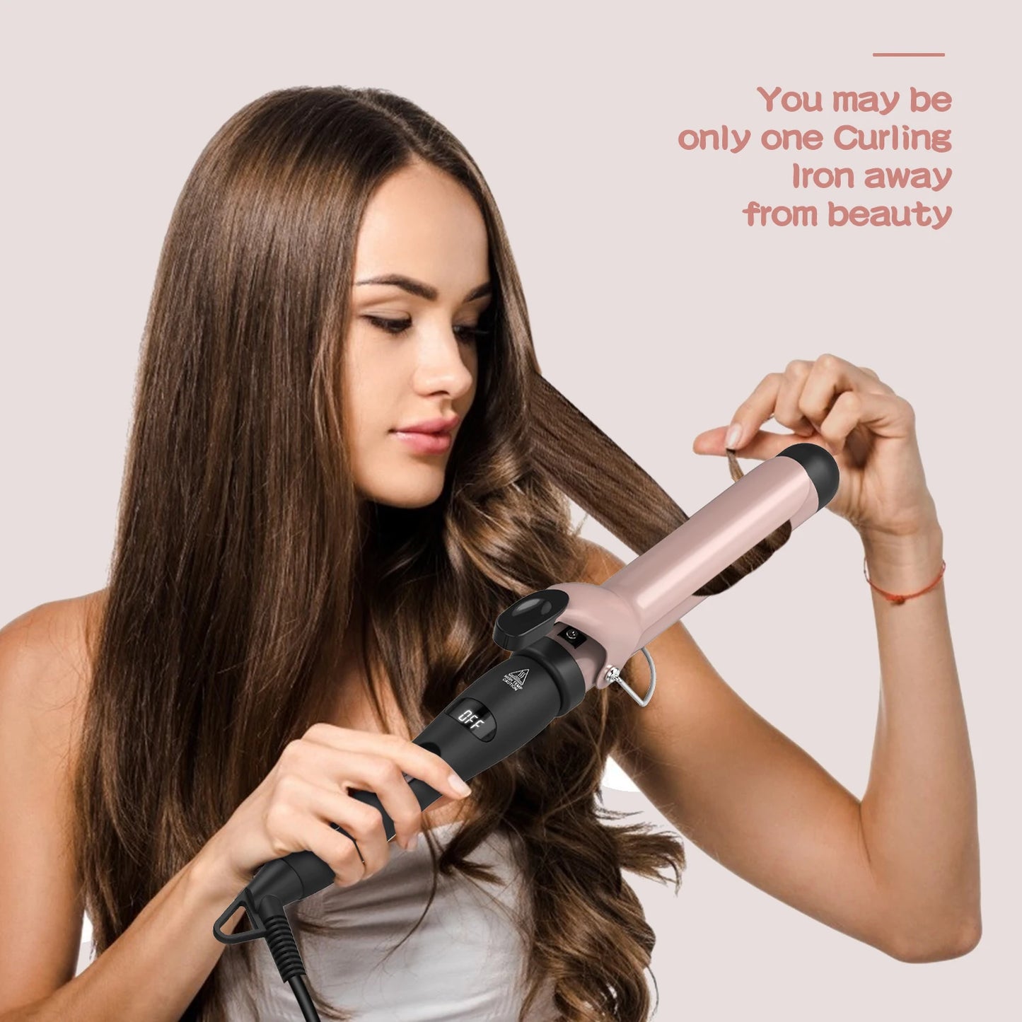 Hair Curling Iron Hair Curler Temperature Adjustable LCD Temp Display Hair Styling Tool Anti-scald Auto Shut-Off