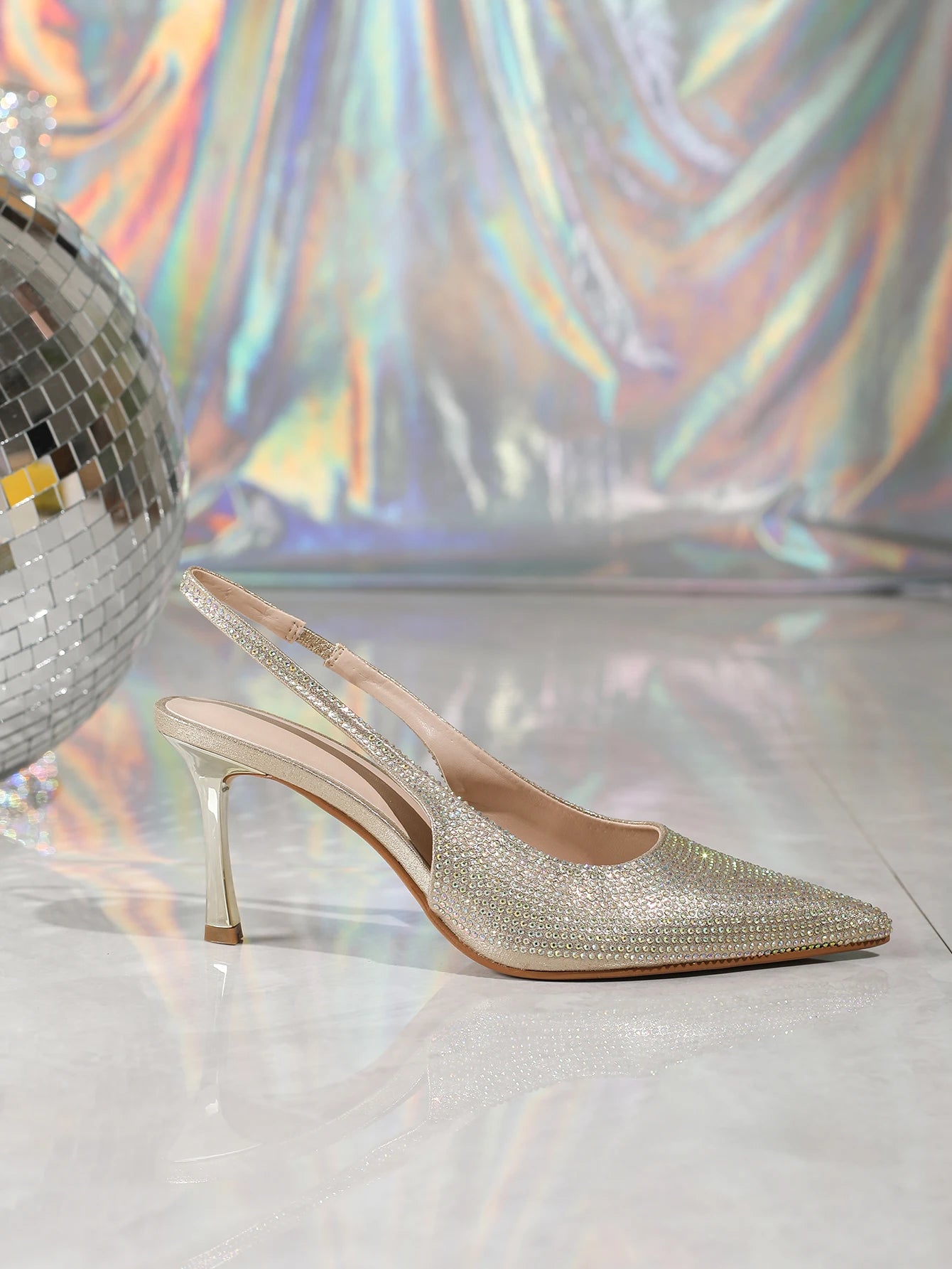 Women's Bow Slingback Heels Pointed Toe Kitten Pumps Dress Shoes with Elastic Strap