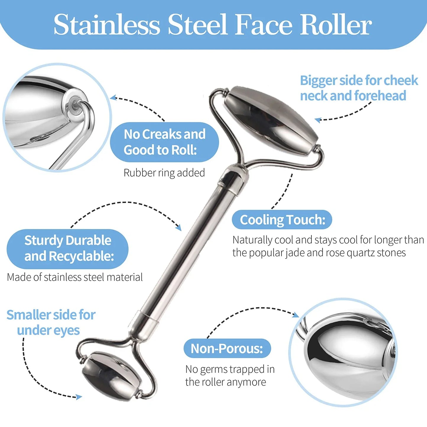 Hign-Concerned Ice Face Roller Stainless Steel Skincare Tool