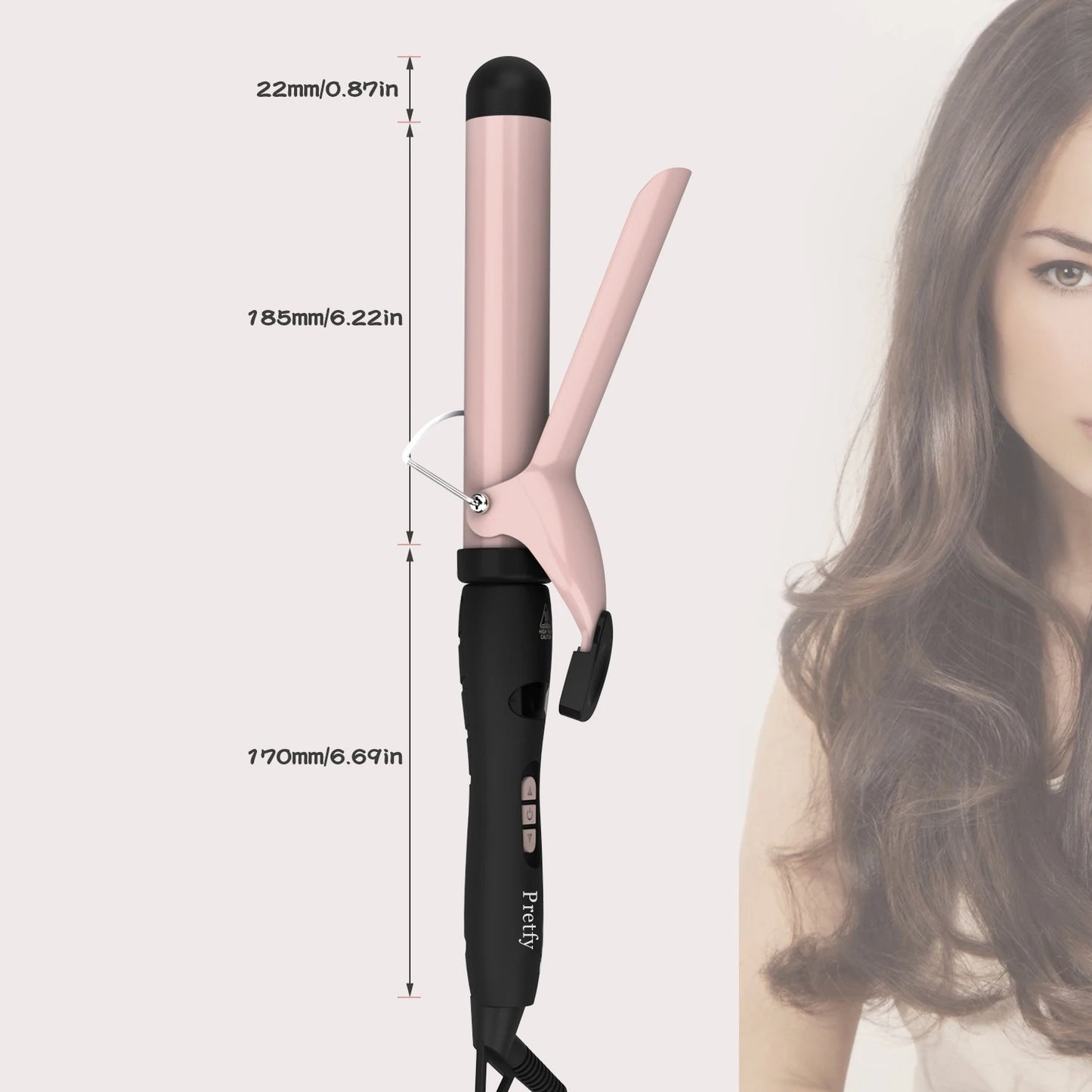 Hair Curling Iron Hair Curler Temperature Adjustable LCD Temp Display Hair Styling Tool Anti-scald Auto Shut-Off