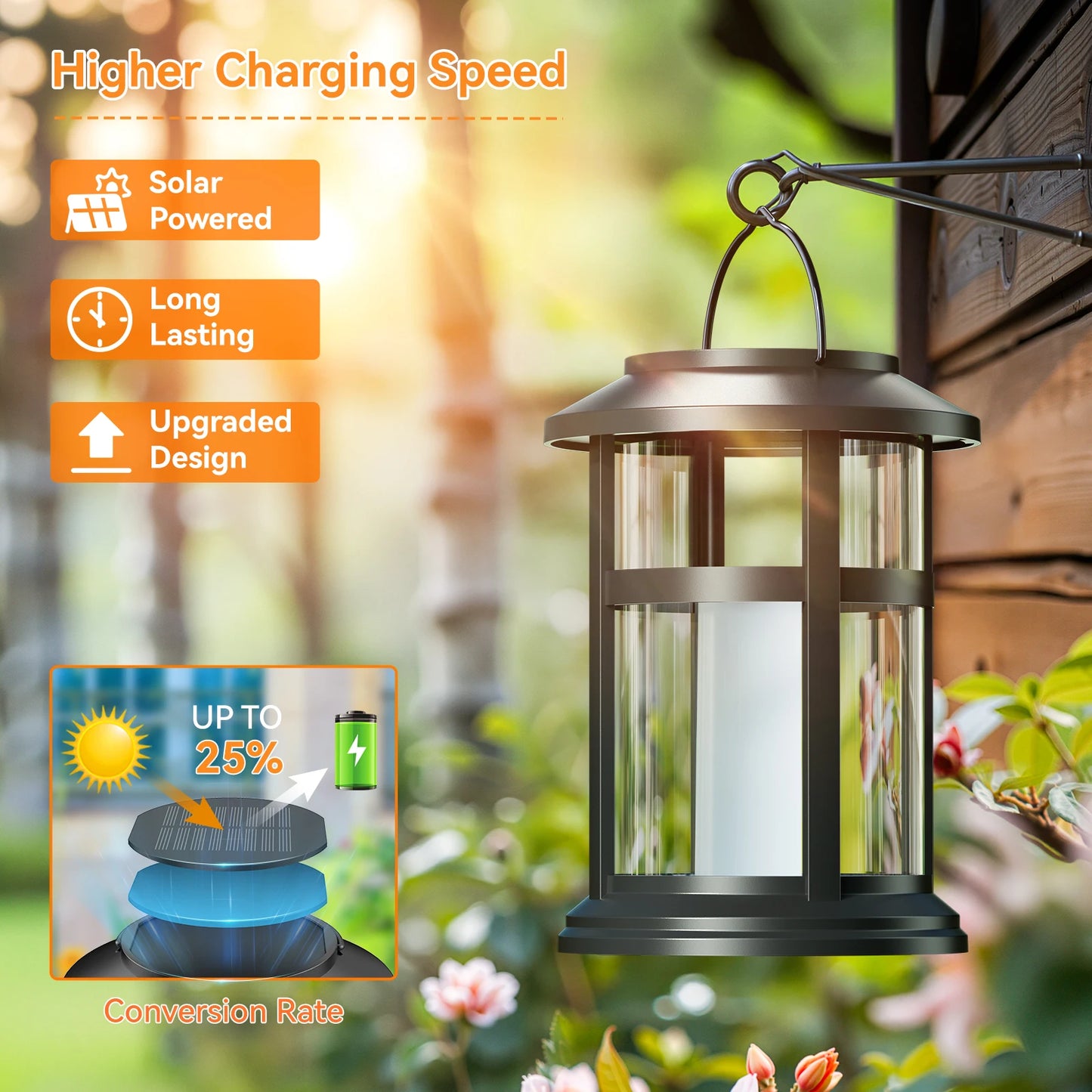 KPSTEK Solar Flame LED Lights 2 Pack Outdoor Lanterns