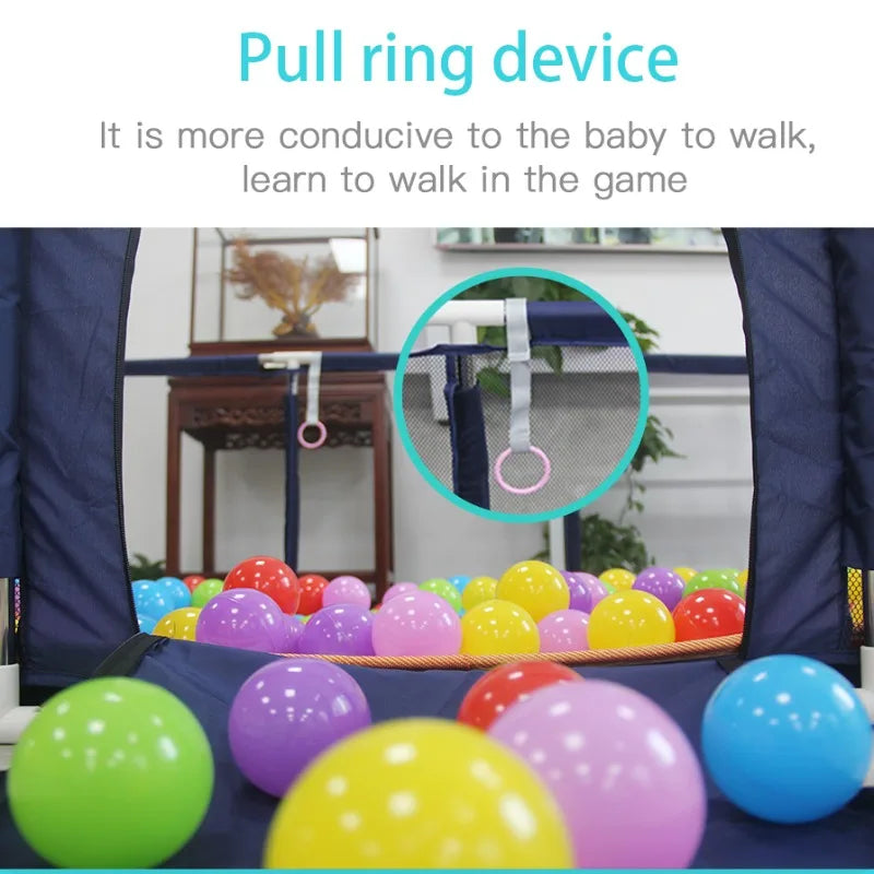 Baby Playpen With Pull Rings Indoor Playground Ball Pool Fence For Kids Safety At Home