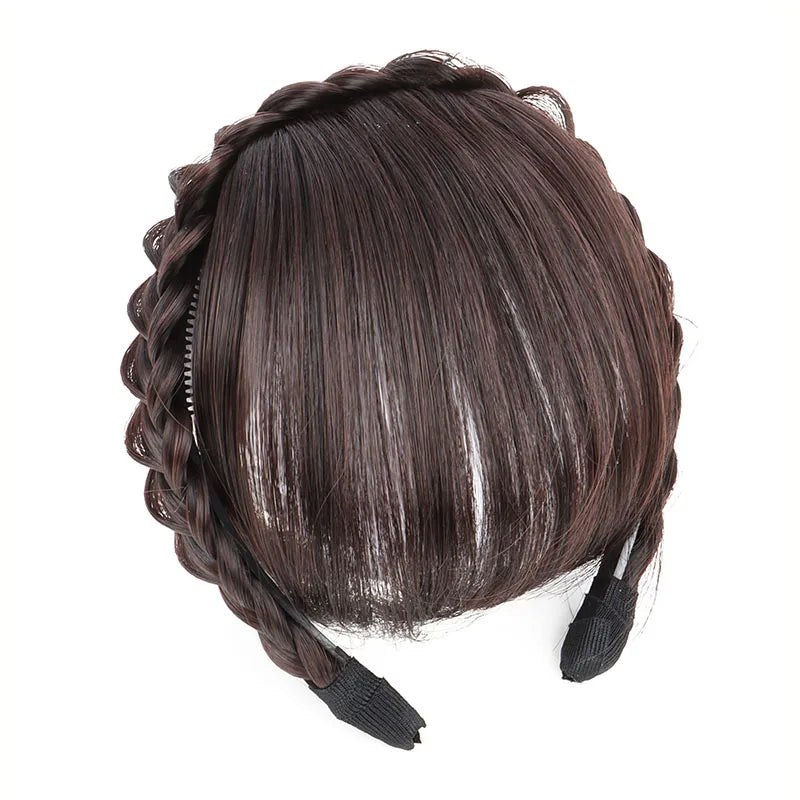 Synthetic Wig Headband Hair Bangs Invisible Short Straight Bangs Seamless Forehead Hairpiece Styling Hair Accessories for Women