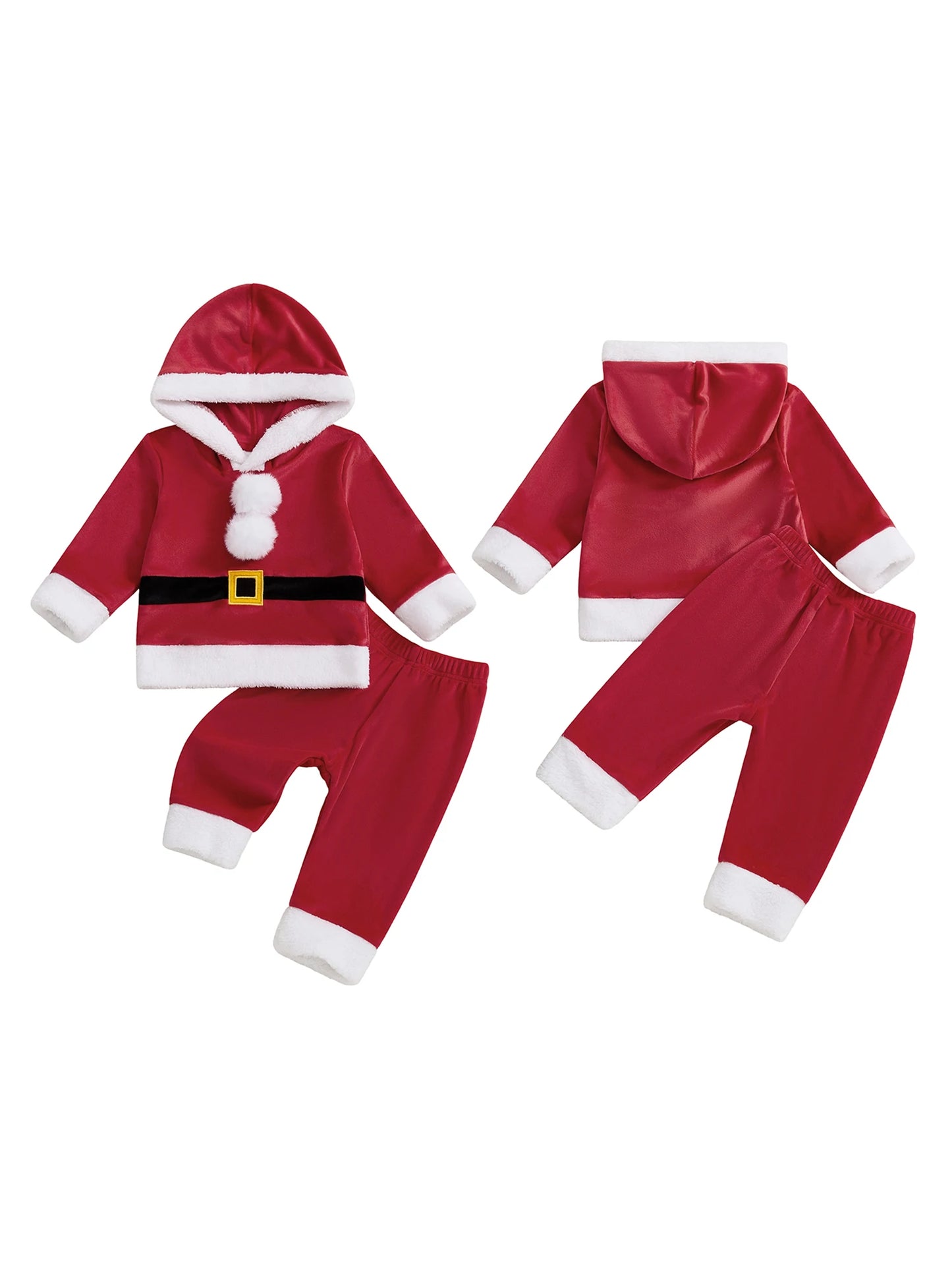 Christmas Santa Claus Kids Costume Hoodie Pants Cosplay Set