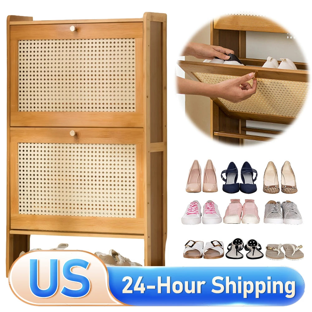 Shunmaii Free Standing Shoe Rack with Flip Drawers and Shelves
