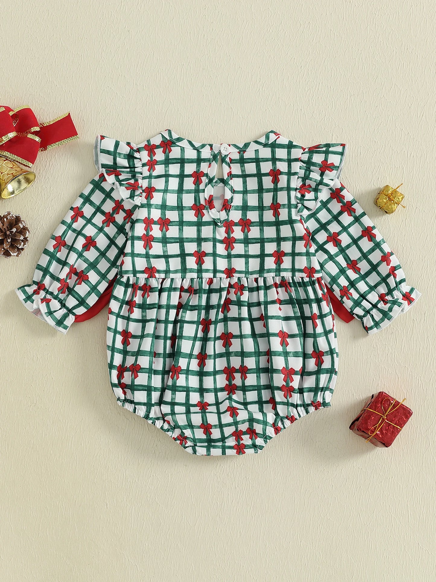 Guangdong Infant Holiday Reindeer Print Ruffle Sleeve Christmas Romper Outfit For Winter Festivities