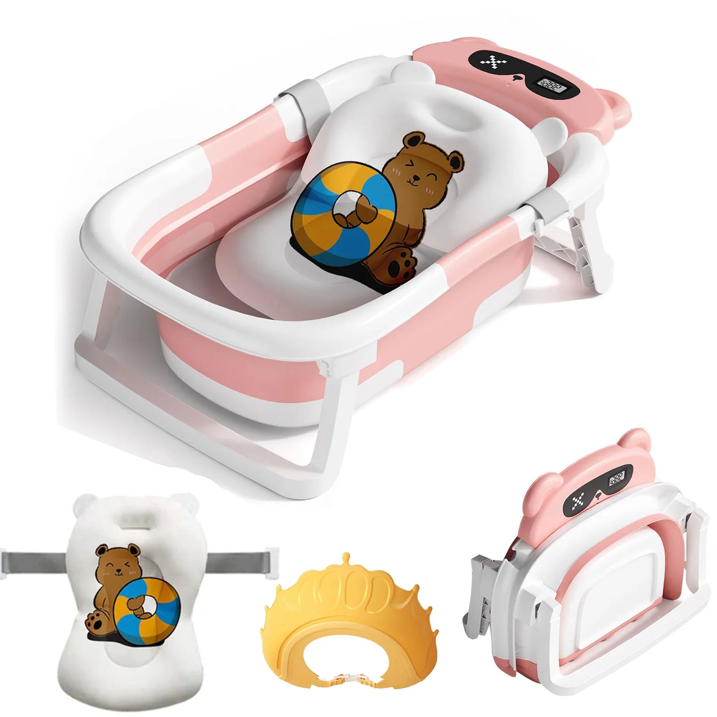 Foldable Baby Bath Tub With Cushion And Thermometer