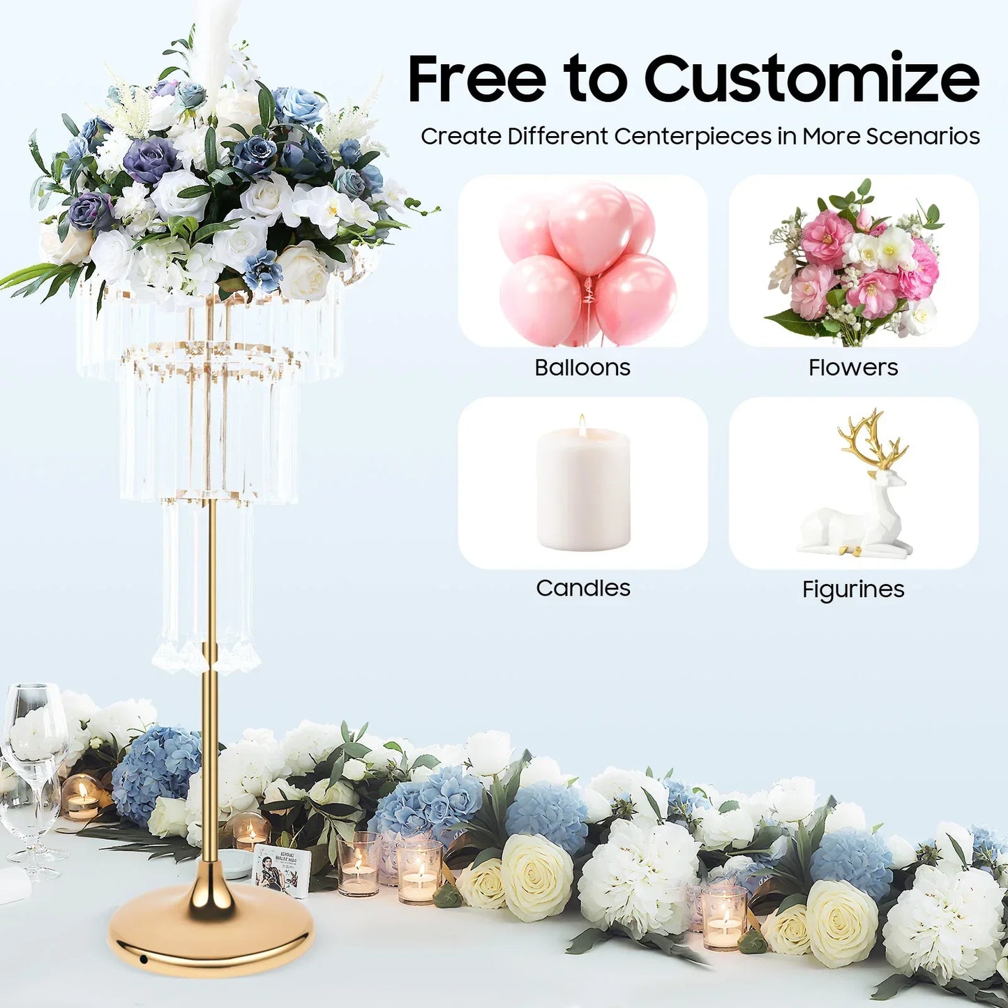 High Concerned Crystal Flower Stand Four Tier Wedding Vase